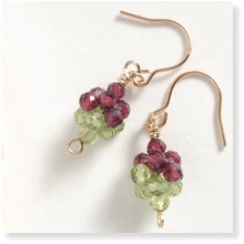 jam bon bonピアス（ガーネット/ペリドット）